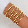 7-piece gold beaded bracelet set with heart pendants for a layered aesthetic jewelry look - Fashion Metal Set (6222802HB)