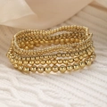 Golden multi-layer beaded stretch bracelets set with four varying bead sizes - Simple Gold Single Chain (6314701HB)