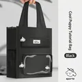 Black student tutor bag with transparent compartments and cartoon dog pendant decoration - Cool Dog Tutorial Bag / Black