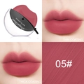 Lip-shaped matte lipstick in shade 05# showing thin and thick velvet coating effects - 05# Velvet Red