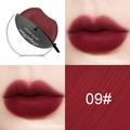 Matte velvet lipstick shade 09 deep plum burgundy with unique lip-shaped casing - 09# Wine Red