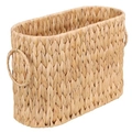 Natural hand-woven oval seagrass storage basket with circular handles on white background - 41*14*27CM / Natural Water Hyacinth