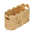 Handwoven water hyacinth storage basket with wavy edges and integrated side handles - 41*17*27CM / Natural (Scallop Style)