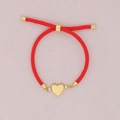 Verstellbares rotes geflochtenes Armband mit einem polierten Herzanhänger in 18k Vergoldung - Rot
