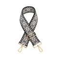 Adjustable 5cm wide jacquard bag strap with black and white diamond geometric patterns - Black Base Dark Gray