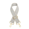 5cm beige and grey jacquard woven strap with silver diamond pattern and gold hardware - Grey-Beige