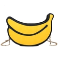 Bolso bandolera creativo con forma de plátano en cuero PU amarillo y cadena dorada - Estilo de Plátano