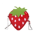 Cute strawberry shaped crossbody bag with red fruit pattern and silver metal chain - Strawberry Style
