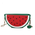 Divertido bolso bandolera con forma de sandía en cuero PU con cadena metálica dorada - Estilo Sandía