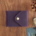 Vintage purple crazy horse leather driver license wallet with retro gold snap button - Driver's License Case / Crazy Horse Purple