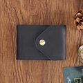 Retro black crazy horse leather driving license cover with brass snap button closure - Driver's License Case / Crazy Horse Black