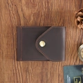 Retro dark brown crazy horse leather driver license cover with brass button closure - Driver's License Case / Crazy Horse Coffee