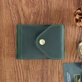Vintage dark green crazy horse leather driving license cover with golden metal snap button - Driver's License Case / Crazy Horse Dark Green