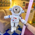 Plüschbär im Astronautenkostüm mit weißem Lederanzug und abnehmbarem Schultergurt - Weiß