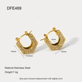 Detailed size specifications of 18K gold plated hexagon earrings with colorful rhinestones - White Rhinestone Geometric Style (DFE469)