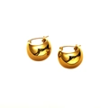 Minimalist chunky golden stainless steel hoop earrings with high-polished mirror finish - Stainless Steel / Gold Polished Rounded Ear Buckle (9#)