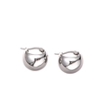 Modern minimalist silver polished hoop earrings with a mirror finish and curved design - Stainless Steel / Silver Polished Rounded Ear Buckle (8#)