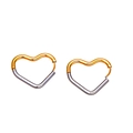 Minimalist heart-shaped hoop earrings in two-tone gold and silver stainless steel finish - Stainless Steel / Gold & Silver Two-Tone Heart Geometric (16#)