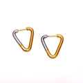 Minimalist gold and silver two-tone carabiner triangle earrings for women - Stainless Steel / Gold & Silver Two-Tone Carabiner Triangle (18#)