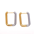 Rectangular geometric earrings in bicolor gold and silver finish with mirror polish - Stainless Steel / Gold & Silver Two-Tone Rectangular Mirror (19#)