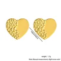 Polished and hammered heart-shaped gold earrings for women with 22.8mm outer diameter - Stainless Steel / Gold Mirror & Hammered Dual-Craft Heart (24#)