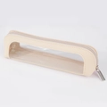 Tragbare cremefarbene PU-Leder und transparente PVC-Bleistifttasche für die Reise - Gebrochenes Weiß