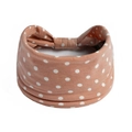 Elastic wide headband in light orange pink with white polka dots and a bow knot tie - Printed Wide Headband #18 / Factory Direct Sales [customizable Designs Available] [bulk Discounts]