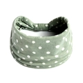 Olive green elastic wide headband with white polka dots for yoga and fitness use - Printed Wide Headband #19 / Factory Direct Sales [customizable Designs Available] [bulk Discounts]