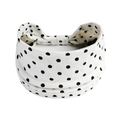 Vintage white headband with black polka dots featuring a stylish bow knot design - Printed Wide Headband #21 / Factory Direct Sales [customizable Designs Available] [bulk Discounts]