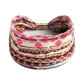 Bohemian wide elastic headband with red and brown geometric knit patterns for yoga - Printed Wide Headband #24 / Factory Direct Sales [customizable Designs Available] [bulk Discounts]