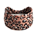 Elastic wide headband with orange leopard print design for yoga and sports wear - Printed Wide Headband #29 / Factory Direct Sales [customizable Designs Available] [bulk Discounts]