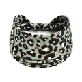 Elastic wide leopard print headband in greyish-green for yoga and fitness sports - Printed Wide Headband #31 / Factory Direct Sales [customizable Designs Available] [bulk Discounts]