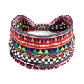 Elastic wide headband with colorful ethnic geometric patterns for yoga and sports style - Printed Wide Headband #38 / Factory Direct Sales [customizable Designs Available] [bulk Discounts]