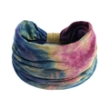 Elastic wide-brimmed yoga headband featuring vibrant blue and pink tie-dye patterns - Printed Wide Headband #41 / Factory Direct Sales [customizable Designs Available] [bulk Discounts]