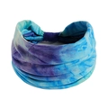 Blue and purple tie-dye elastic sports headband with wide-brim stretch fabric - Printed Wide Headband #42 / Factory Direct Sales [customizable Designs Available] [bulk Discounts]