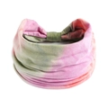 Elastic wide headband in pink and green tie-dye print for yoga and sports - Printed Wide Headband #43 / Factory Direct Sales [customizable Designs Available] [bulk Discounts]