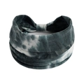 Elastic wide headband featuring a dark gray and white tie-dye pattern and twisted knot design - Printed Wide Headband #49 / Factory Direct Sales [customizable Designs Available] [bulk Discounts]