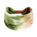 Elastic wide headband featuring forest green and earth brown tie-dye pattern print - Printed Wide Headband #50 / Factory Direct Sales [customizable Designs Available] [bulk Discounts]