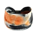 Elastic wide headband featuring orange and dark grey tie-dye pattern for sports yoga - Printed Wide Headband #54 / Factory Direct Sales [customizable Designs Available] [bulk Discounts]