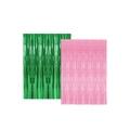 Metallic green and pink foil fringe curtains for party background decorations - Green Tinsel Curtain (1*2m)
