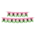 Pink and green floral Happy Birthday banner with cherry blossom design for witch themed party - Witch Happy Birthday Banner
