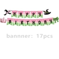 Pink and green pastel witch themed Happy Birthday banner set with 17 pieces - Witch Banner Style 2