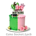 Witch themed happy birthday cake topper with green hat and pink crown decorations - Witch - Large Cake Topper (1 Pc)