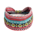 Bohemian style elastic wide sports headband with red tribal totem print for yoga - Printed Wide Headband #66