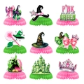 Pink and green witch theme honeycomb centerpieces set of 9 for party table decor - Witch - Paper Honeycomb Centerpieces (9 Pcs)