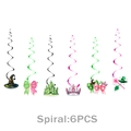 6PCS Witch themed party spiral hanging swirls with moon hat and magic castle designs - Witch - Spiral Swirl Hanging Decor (6 Pcs)