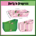 Pink cherry blossom and green witch party paper trays with cute bow and crown motifs - Witch - French Fries Serving Box (12 Pcs)