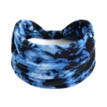 Blue and black tie-dye wide elastic headband made from soft high-stretch yoga fabric - Printed Wide Headband #71