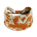 Elastisches breites Stirnband mit orange-weißem Batikmuster für Yoga und Sportaktivitäten - Bedrucktes breites Stirnband #73