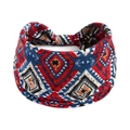 Red and blue geometric diamond print elastic headband for women's yoga and sports - Printed Wide Headband #84